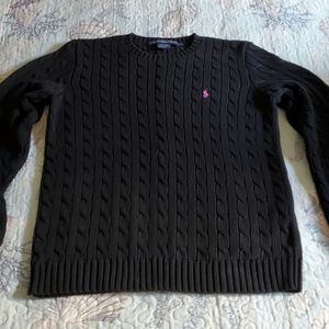 Ladies Ralph Lauren Cable Knit Sweater Black XL